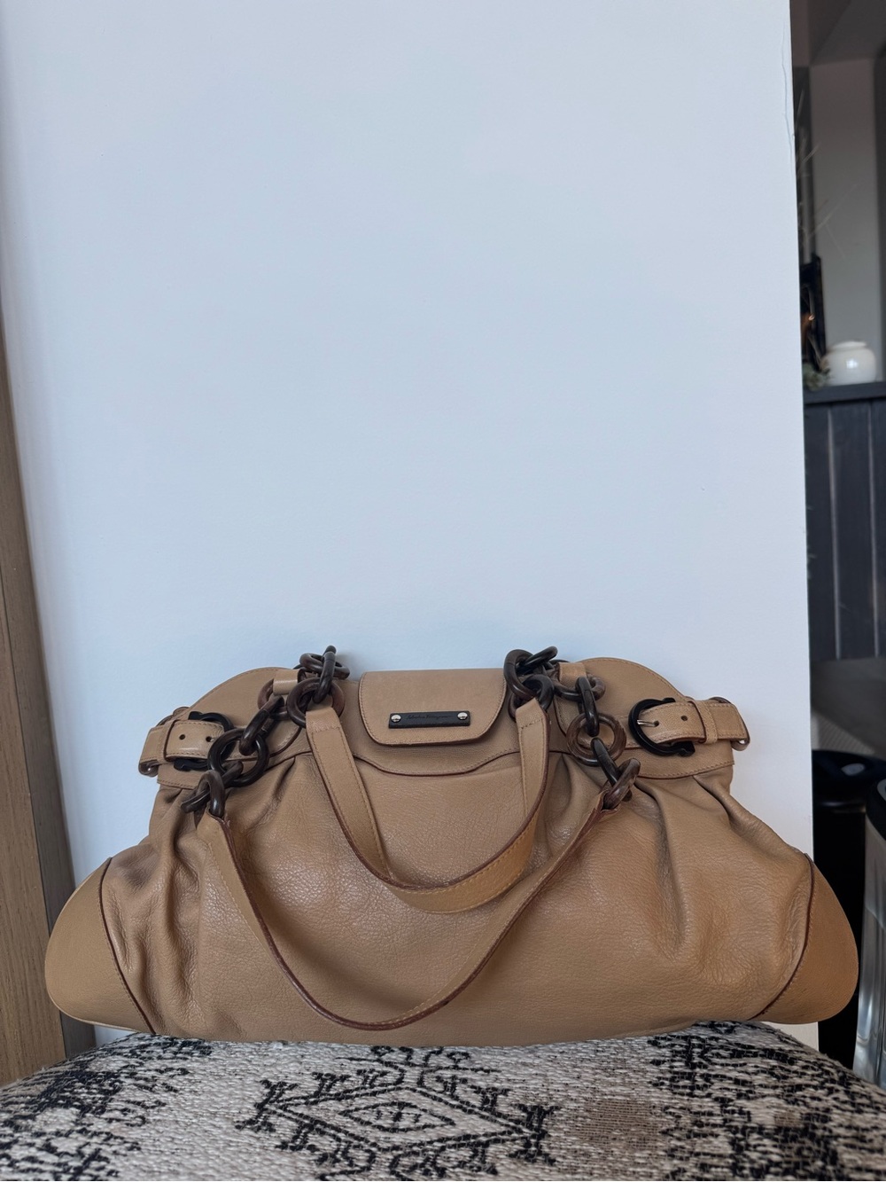 Salvatore Ferragamo Shoulder Bag, Brown, Chain-Link Handles Vintage, Y2K